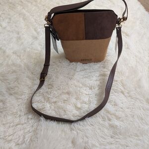 Steve Madden Tote Bag - Crossbody Suede Velvet Colors Brown and Orange